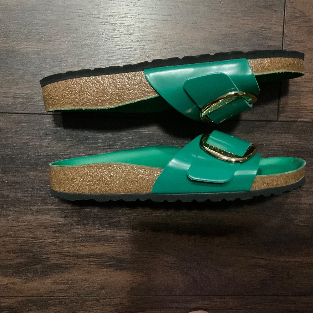 BIRKENSTOCK MADRID BIG BUCKLE SANDALS HIGH SHINE DIGITAL GREEN 38 EU, 7 US Women - Picture 4 of 6